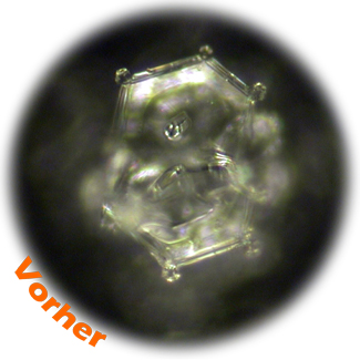 Wasserkristall bildung vor verwendung des Gie-Wasseraktivators