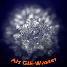 Wasserkristall bildung nach verwendung des Gie-Wasseraktivators bei destiliertem Wasser